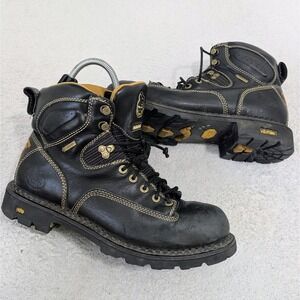 GEORGIA BOOT GORE-TEX VIBRAM BLACK WATERPROOF LACE-TO-TOE WORK BOOTS SZ 10